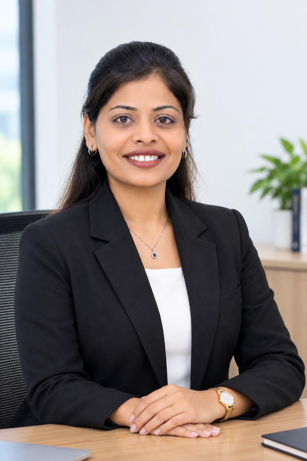 Professional woman working at an office desk